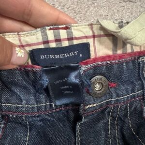 Burberry Navy Denim Jeans with Beige Check Lining